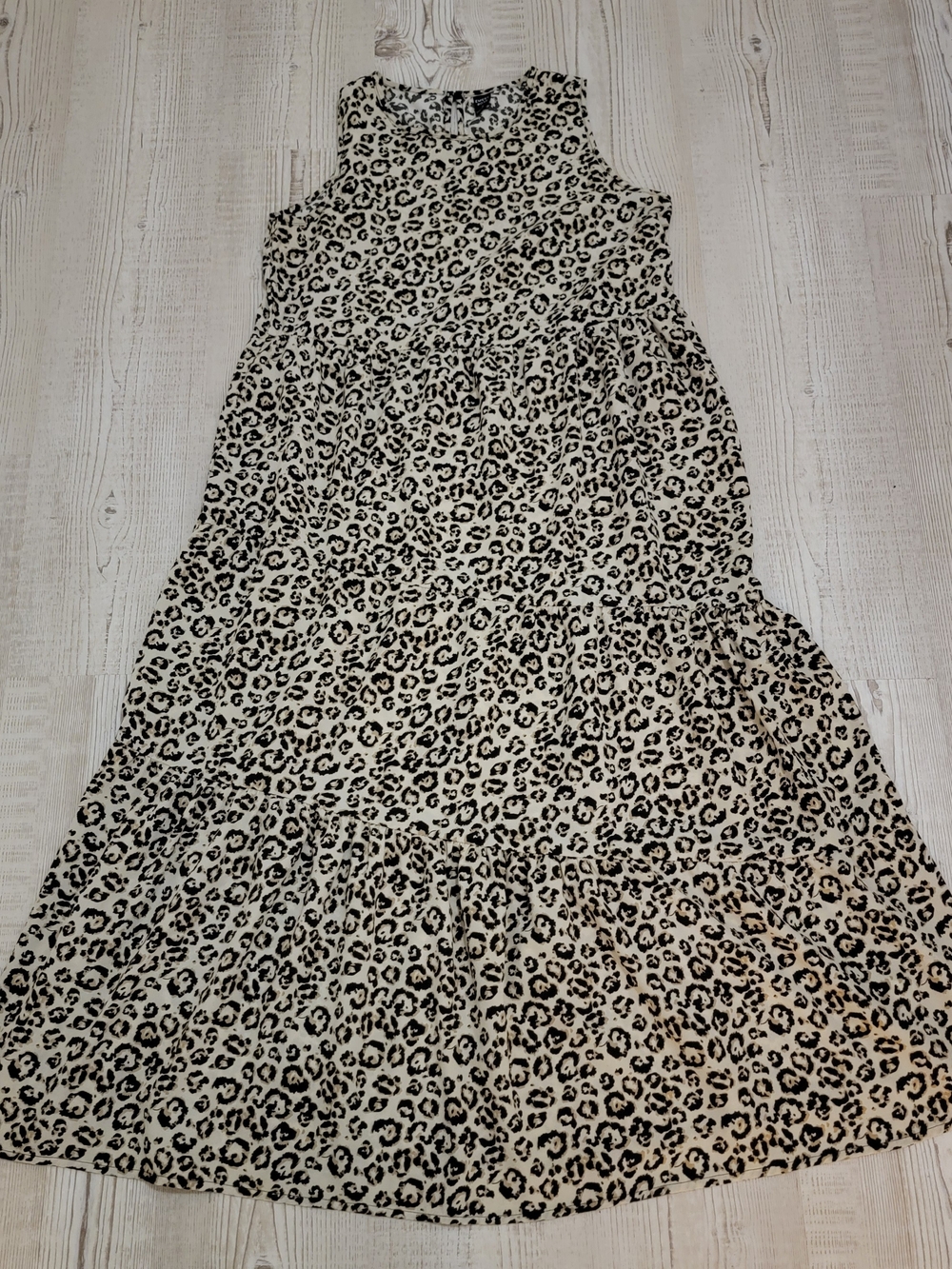 Sleeveless Black and Cream Leopard Print Maxi Dress Small